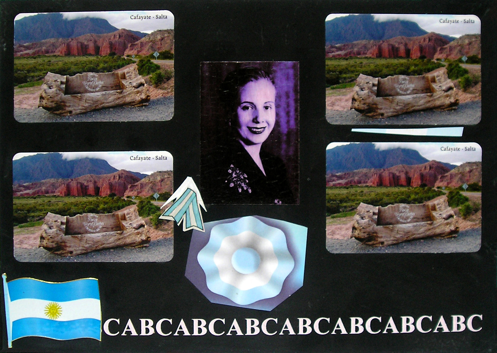 Evita Maestra recorre el país, Cafayate, Salta ; serie, técnica mixta sobre pizarrón; 21 x 30 cm, 2007