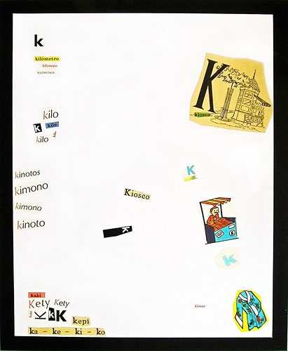 Abecedario-K, papel collage sobre papel, 55 x 45 cm, 1991.