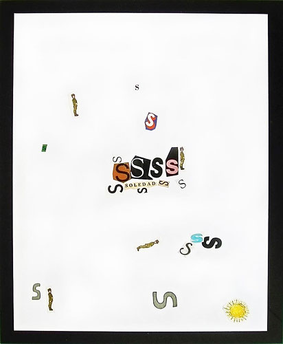 Abecedario-S, papel collage sobre papel, 55 x 45 cm, 1991.