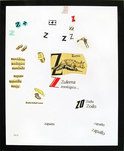 Abecedario-Z, papel collage sobre papel, 55 x 45 cm, 1991.