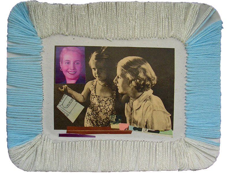 En todas partes, serie, papel collage y bordado sobre bandeja de cartón, 22.5 x 28.5 cm, 2008
