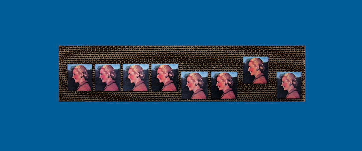 Evita en perspectiva IV, papel collage sobre cartón corrugado,11 x 46,5 x 4,3 cm, 2009
