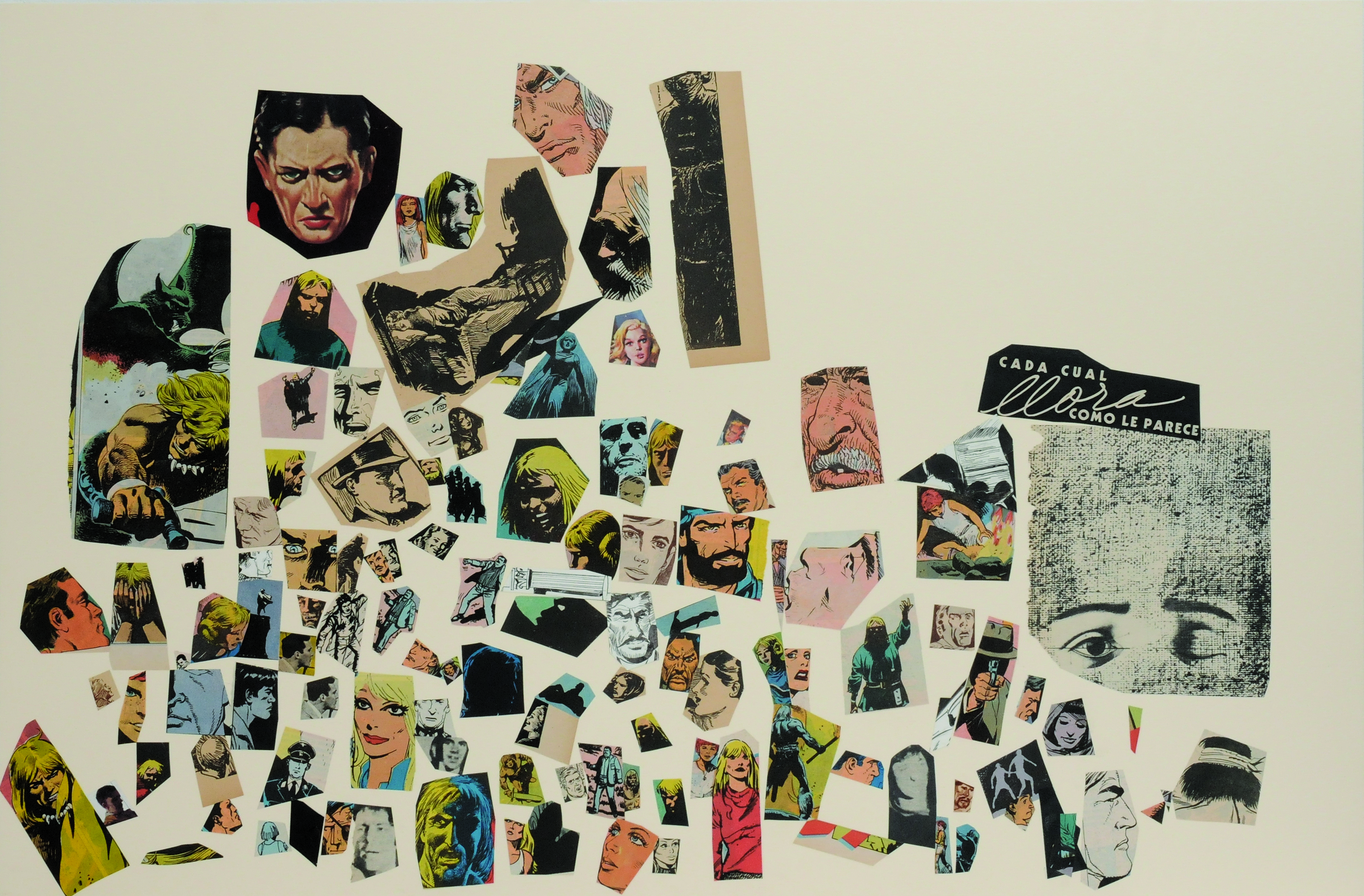 Cada cual llora como le parece, papel collage, 51 cm x 76 cm. 2008