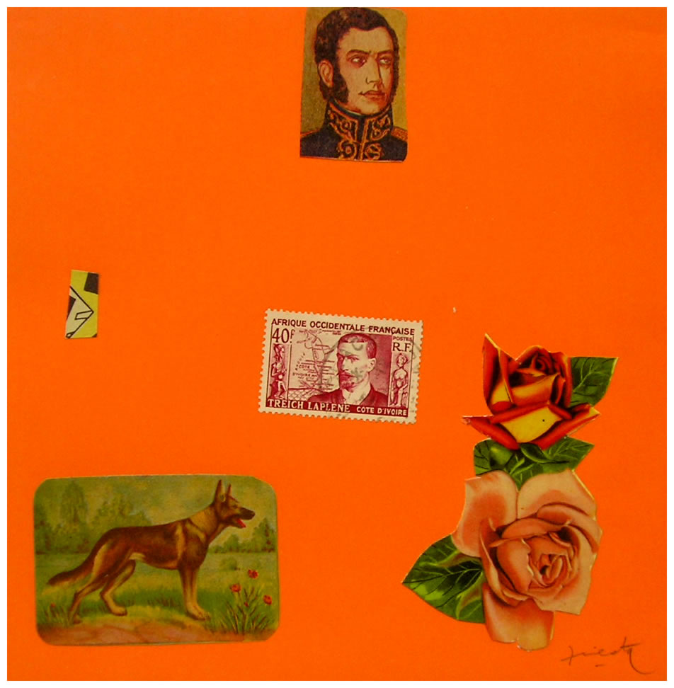 San Martín,  papel collage, 15 cm x 15 cm, 1999