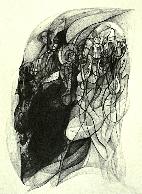Figura humana, lápiz sobre papel, 21 cm x 18 cm, 1970
