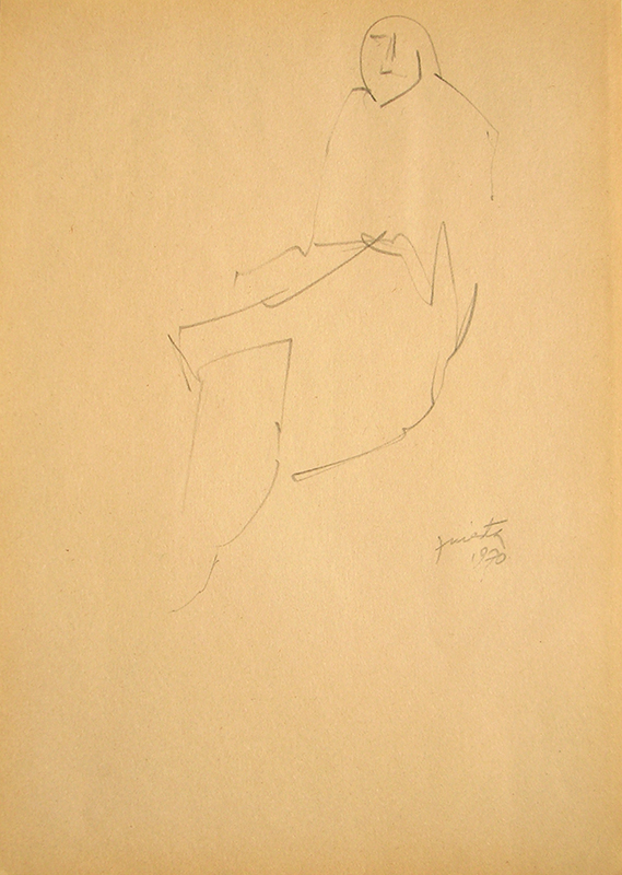 Figura humana, carbonilla sobre papel, 30 cm x 20 cm, 1970