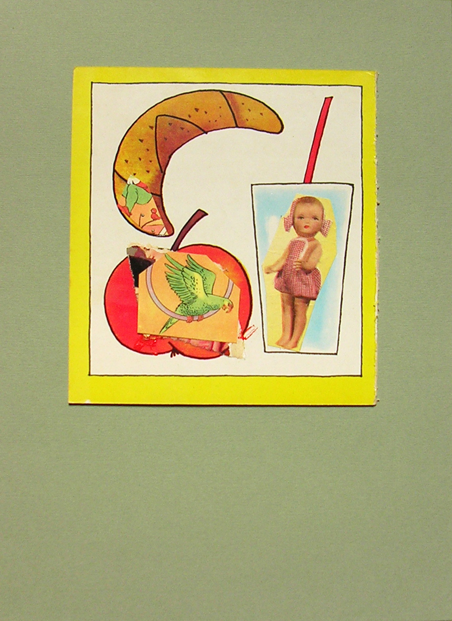 intervención sobre páginas de libros infantiles, 16 cm x 14,50 cm ( con marco 33 cm x 25 cm)