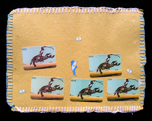 La Patria, paisaje / Papel collage y bordado, 30 x 40 cm. 2006.