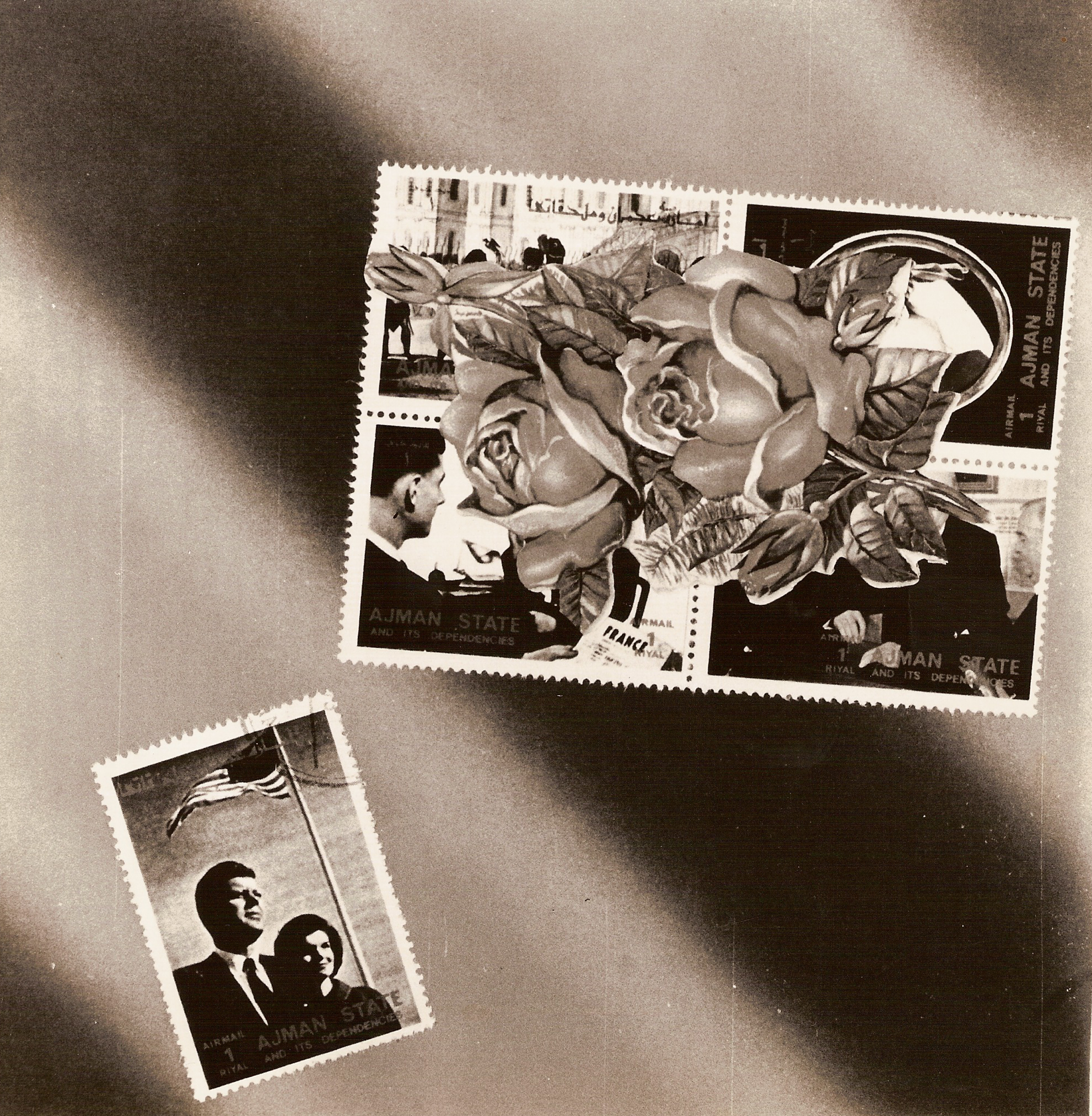 La era Kennedy,  papel collage, 15 cm x 15 cm, 1999