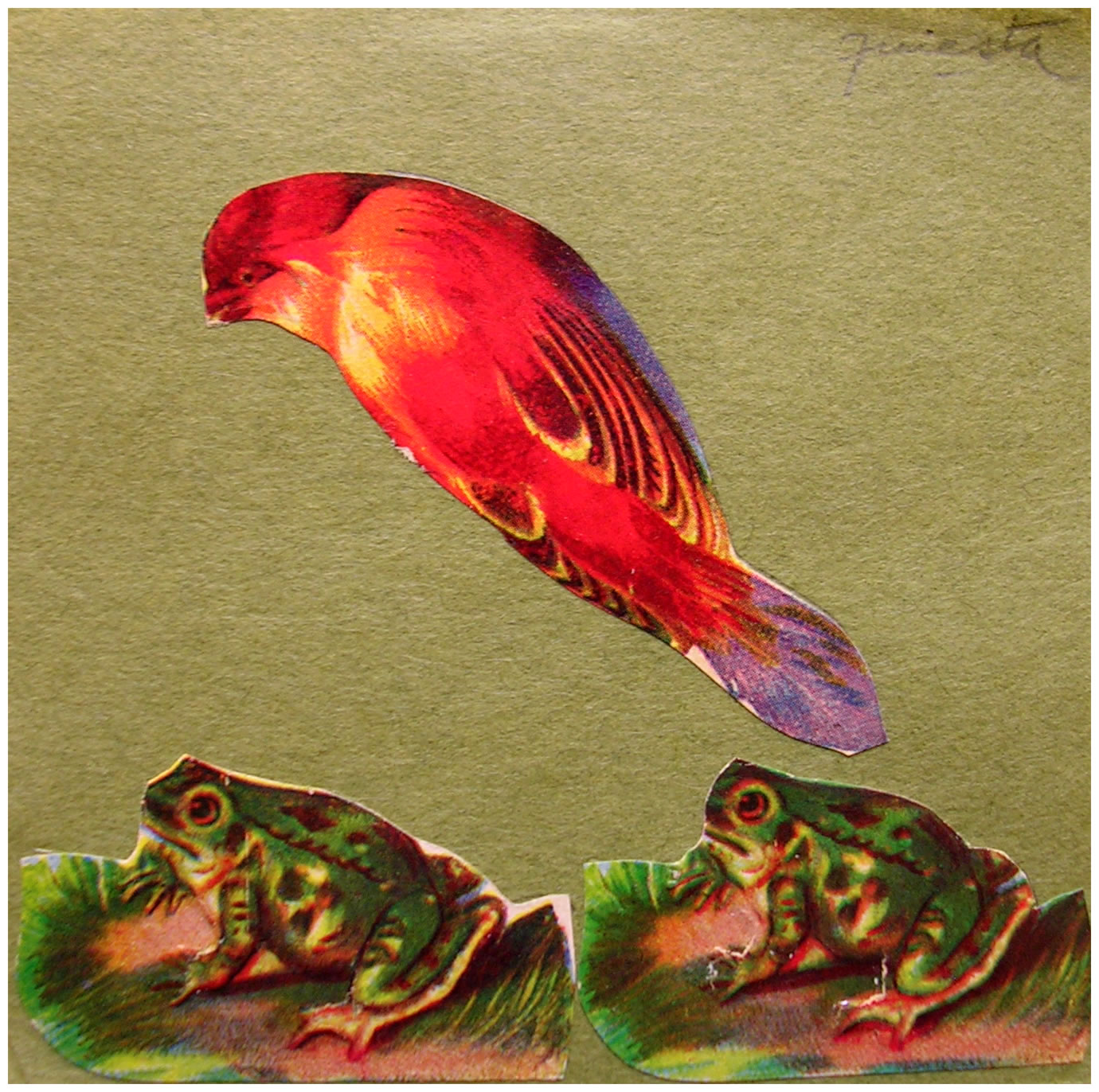Pájaro I,  papel collage, 15 cm x 15 cm, 1999