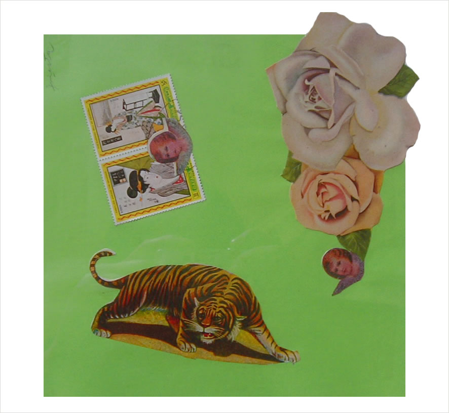 Tigre I,  papel collage, 15 cm x 15 cm, 1999