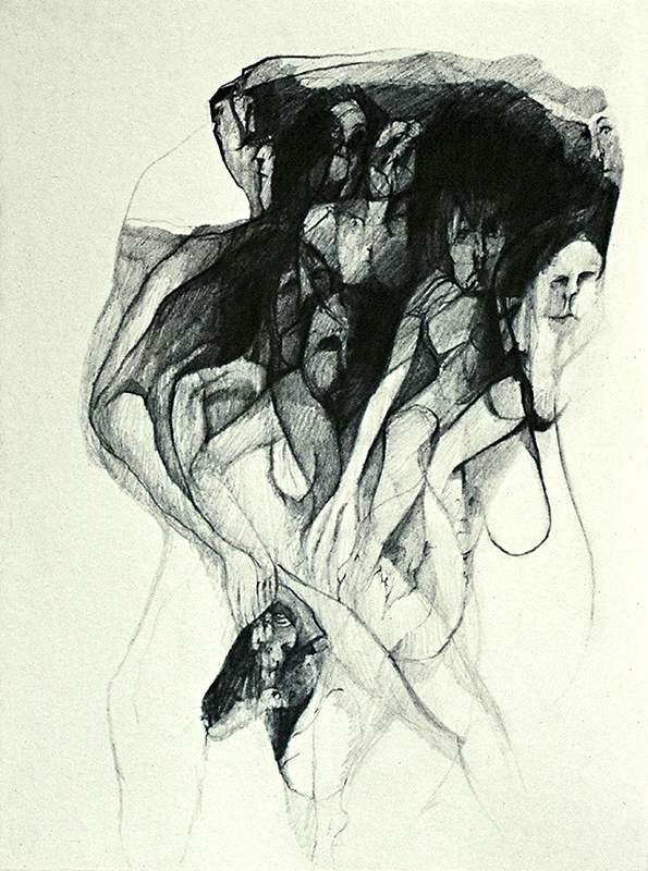 Figura humana, lápiz sobre papel, 21 cm x 18 cm, 1970