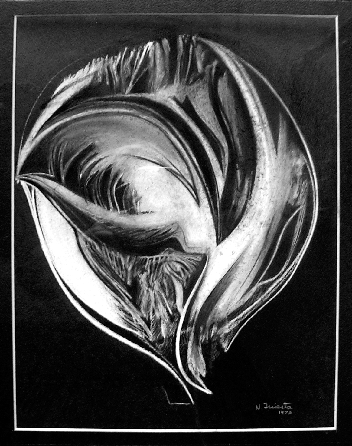 Mundo, dibujo lápiz blanco 29,5x 22,5 cm, 1973