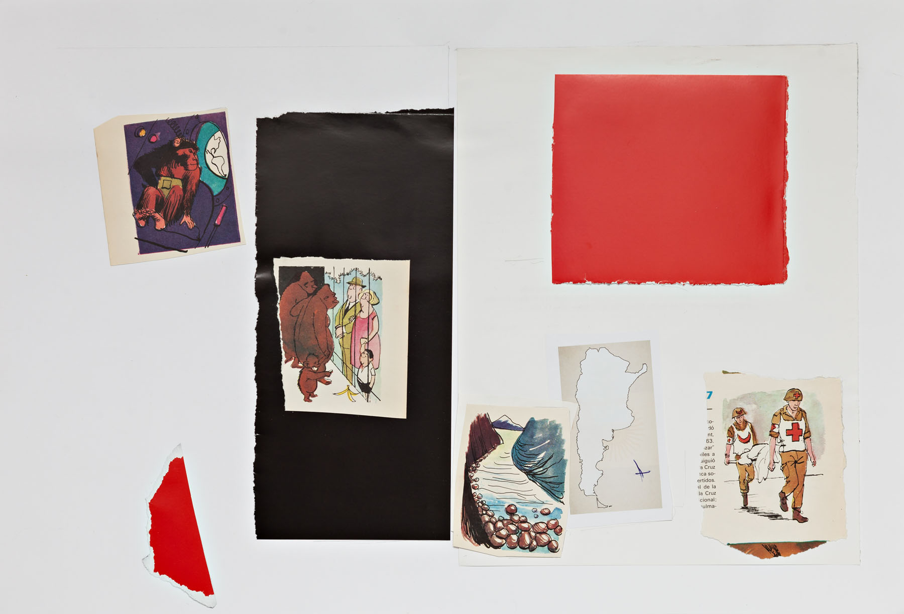 Serie Cuarentena, papel collage, 32 cm x 47 cm, 2020