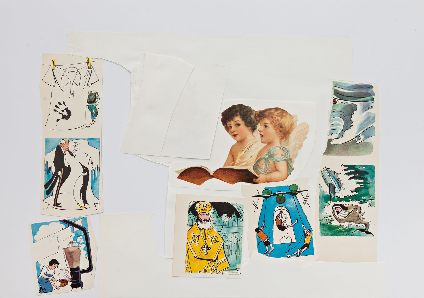 Serie Cuarentena, papel collage, 30 cm x 42 cm, 2020
